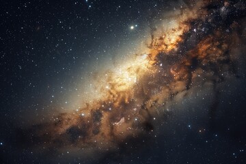 Poster - Galaxy with planets and stars in outer space. Digital artwork of planet or solar system with planet and star floating in dark galaxy. Space photography design. Universe and cosmic design. AIG51.