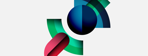 Leinwandbilder - Abstract shapes overlap, creating dynamic composition. Colors blend, forming gradients. Modern design evokes movement, energy.