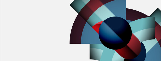 Aufkleber - Abstract geometric shapes, blue, red hues dominate. Minimalist design with circular elements, clean aesthetic. Modern composition.