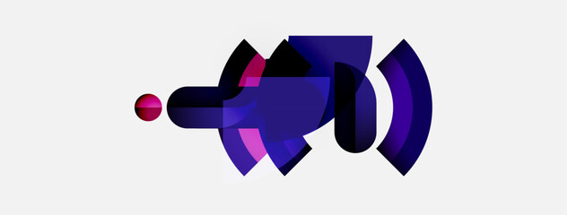 Poster - Abstract design features purple shapes, resembling sound waves or digital signal. Minimalist aesthetic with gradient colors. Clean background.