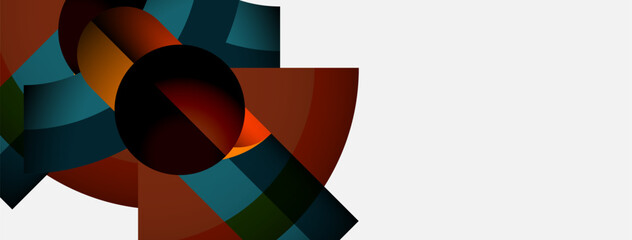 Poster - Abstract geometric shapes, vibrant colors, circular design. Modern composition with gradients, contrast, negative space. Minimalist aesthetic.