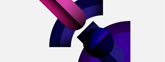 Poster - Abstract shapes, purple hues, modern design. Minimalist composition with overlapping forms, creating dynamic visual impact. Clean aesthetic.