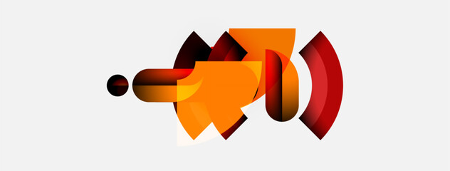 Poster - Abstract geometric shapes, warm colors dominate. Composition suggests movement, dynamic energy, modern design aesthetic.