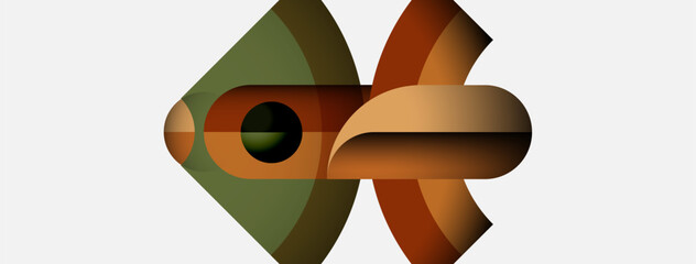 Poster - Abstract shapes overlap, creating complex visual composition. Earthy tones dominate design, suggesting organic forms. Minimalist style.