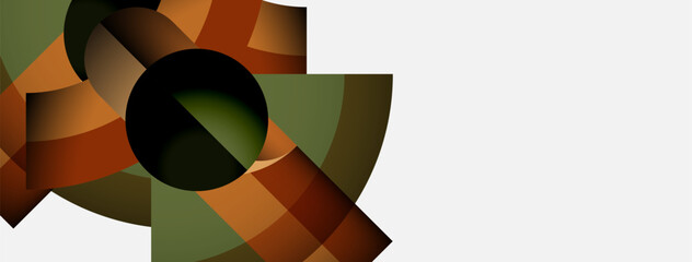 Poster - Abstract geometric design. Brown, olive, orange shapes overlap creating dynamic visual effect. Clean white space balances composition.