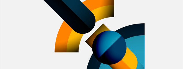 Poster - Abstract shapes overlap, creating vibrant color gradients. Composition features curves, circles, plus negative space. Modern design elements present.