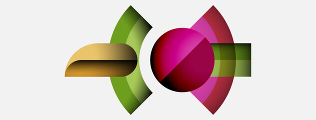 Aufkleber - Abstract design features overlapping colorful arcs, circles. Composition evokes dynamic movement, visual harmony. Bright hues create modern aesthetic.
