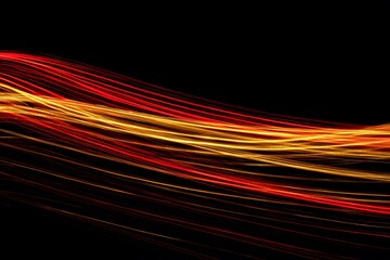 Poster - A grainy black background with red and yellow light streaks.

