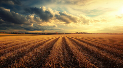 Wall Mural - green field and blue sky. field and clouds