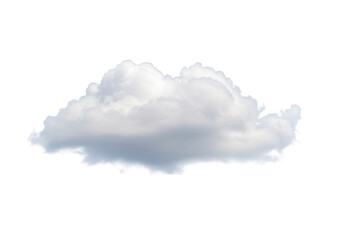 Poster - A single, fluffy white cumulus cloud isolated on transparent background, showcasing soft, airy texture and peaceful atmosphere