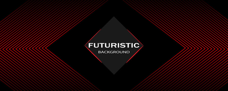 3D black red techno abstract background overlapping on dark space with glowing lines decoration. Modern graphic design element rhombus style concept for web cover, poster, flyer.