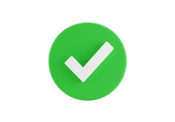 Poster - A green circle with a white check mark signifies approval and success isolated on a white background