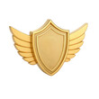 © 3D render png - 3d golden shield with wings isolated on transparent background