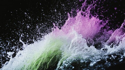Poster - Colorful Powder Explosion Abstract Art in Dark Background Vibrant Fine Art