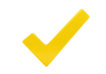 Fototapete - A glossy yellow check mark isolated on transparent background signifies approval and success