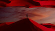 © Marcos Osorio/Stocksy - Silhouette of a man against vivid surreal landscape at sunset