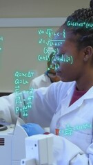Poster - Animation of mathematical equations over diverse doctors taking samples