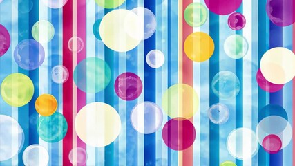 Poster - Bokeh circles add vibrant texture to blue striped background creating a lively atmosphere, bokeh circles on blue striped background able