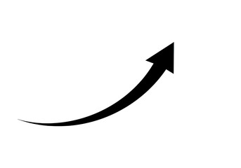 Poster - A sleek black arrow curves upward, indicating growth and success, isolated on transparent background