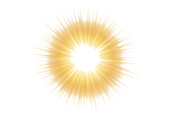 Poster - A golden sunburst with radiant light rays emanating from a central point, isolated on transparent background