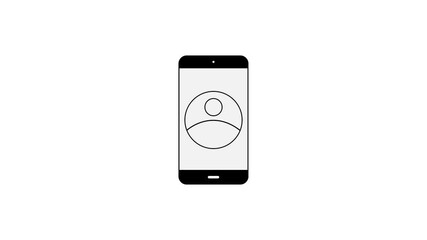 Poster - Black smartphone with profile symbol isolated on white for technology and communication