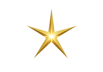 Poster - A golden star with a bright shine isolated on transparent background