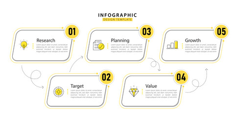 Poster - Timeline Creator infographic template. 5 Step timeline journey, calendar Flat simple infographics design template. presentation graph. Business concept with 5 options, gantt vector illustration.