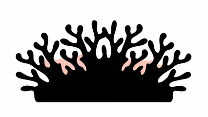 Poster - A stylized black coral silhouette with pink accents against a white background in a minimalist design