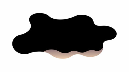 Poster - Abstract black shape with wavy beige gradient border on a white background creating a fluid design element