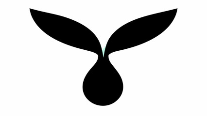 Poster - Abstract design featuring two wing like shapes above a teardrop shape all in black on a white background