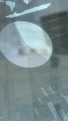 Poster - Animation of financial data and graphs over packages in warehouse