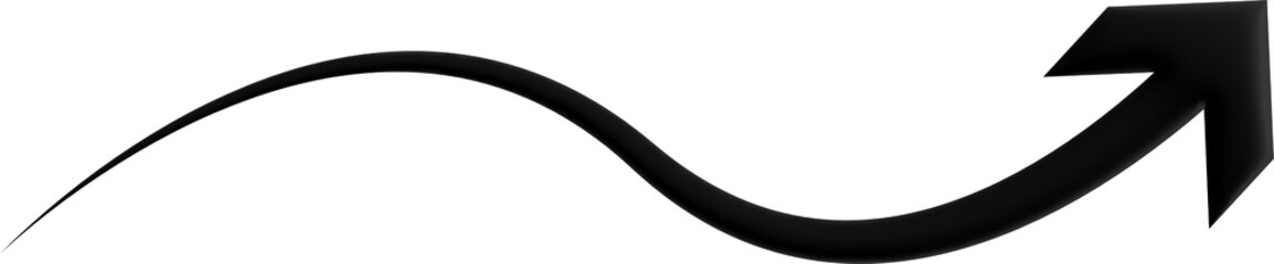 Poster - Black 3d arrow symbol rising upward on a smooth wavy path