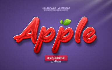 Fototapete - Red apple liquid style text effect editable