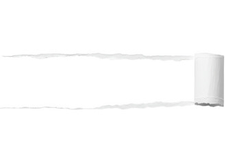 Poster - A roll of torn white paper with a rough edge is isolated on transparent background