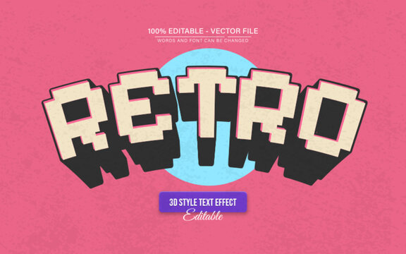 Retro Pixel Vintage 3D Text Effect for Poster, Logo and T-Shirt Template