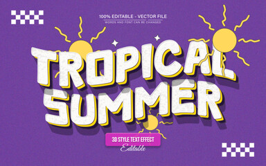 Fototapete - Tropical Summer Retro Vintage 3D Text Effect Editable