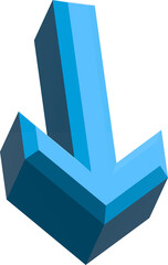 Poster - Geometric 3d arrow shape pointing downward in shades of blue