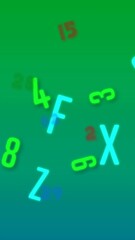 Poster - Animation of numbers and letters moving on green background