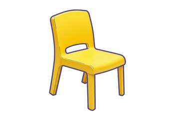 Poster - A yellow plastic chair isolated on transparent background, perfect for a classroom setting
