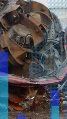 Poster - Animation of statistical data processing over crane operating at junkyard