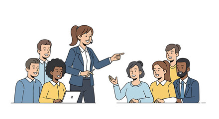 Poster - Diverse Team Collaboration and Leadership in Modern Business Setting