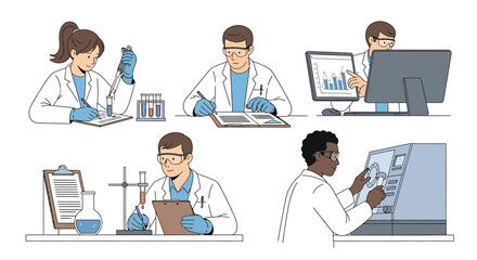 Poster - Scientists Conducting Laboratory Experiments, Analyzing Data, and Working with Equipment.