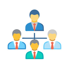 Poster - Simple flat design of hierarchical organizational business management chart