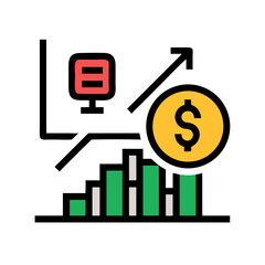 Poster - Financial growth chart with dollar coin and equation icon
