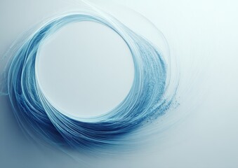 Aufkleber - Abstract swirling blue lines forming a circular frame on a light gray background