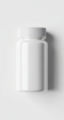 Poster - A plain white plastic bottle with a simple white cap, shown against a white background, casting a subtle shadow
