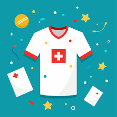 Poster - Clean white t shirt presented in a stylish flat lay vector illustration