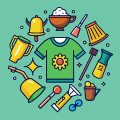 Poster - Hand drawn t shirt design with a collection of unique icons and lettering