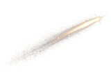 A bright golden comet with a sparkling tail streaking across a transparent background, isolated on transparent background