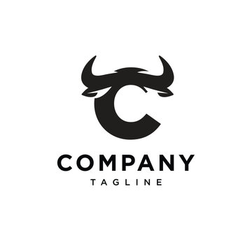 Letter C Cow Horns Logo Icon Vector